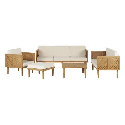 3 Seater Sofa with Armchairs BARATTI Acacia Wood Light Wood