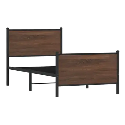 vidaXL Metal Bed Frame with Headboard and Footboard Bed Brown Oak 80x200 cm