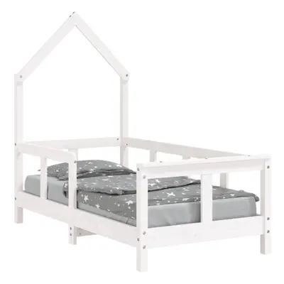 (white, x cm) vidaXL Kids Bed Frame Bedstead Wooden Bed Base Black 80x200 cm Solid Wood Pine