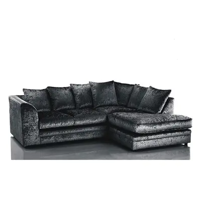 (Right hand Corner, Black) Bella Crushed Velvet Corner sofa