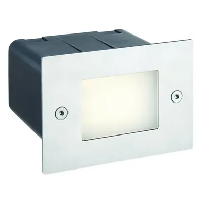 IP44 LED Half Brick Light Stainless Steel & Plain Frosted Glass 2W Cool White