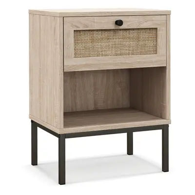 Boho Style 2-Tier Bedside Table Compact End Table Wood Top Side Table Nightstand