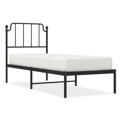 (black, x cm/with headboard) vidaXL Metal Bed Frame Home Bedroom Bed Base Mattress Foundation Be