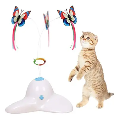 (Pink) Electric Vibrate Rotating Cat Toys Funny E*ercise Cat Toys Teaser with Butterfly Replacem