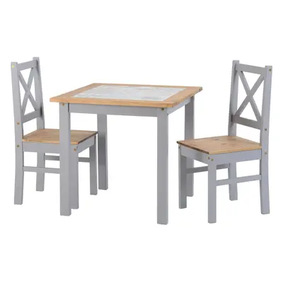 Seconique Salvador Ceramic Tile Top Dining Set - Dining Table & Chairs - Grey & Pine