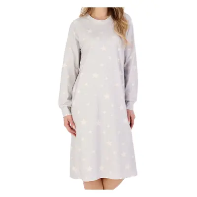 (Grey, UK 16/18) Slenderella Ladies Star Print Jersey Long Sleeve Nightdress