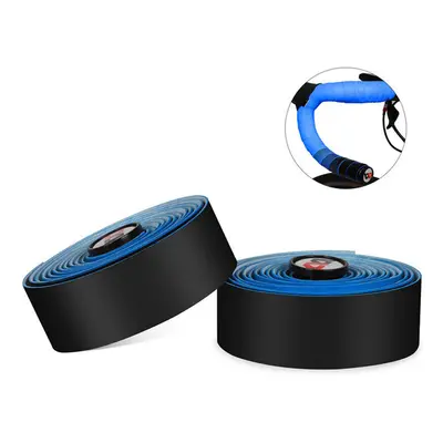 (Blue) 2PCS Multifunctional Bicycle Handlebar Tape EVA Belt With Bar Plugs Anti-slip Soft MTB Ro