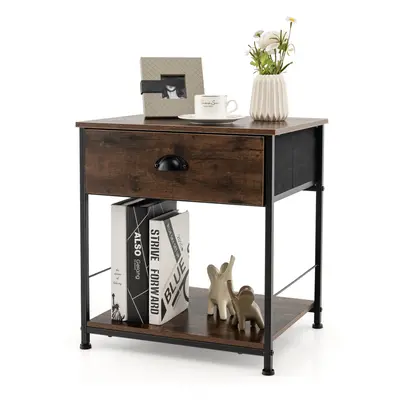 2-tier Nightstand Bedside End Sofa Coffee Table Beside Storage Table With Drawer