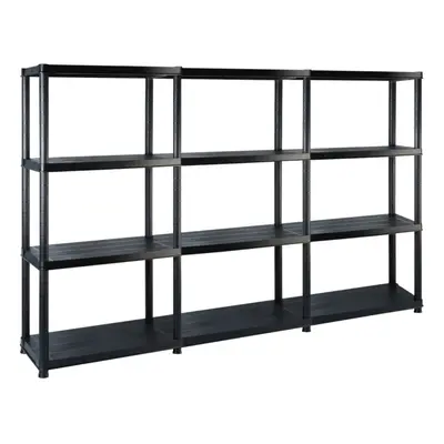 vidaXL Storage Shelf 4-Tier Black Plastic Display Rack Storage Organiser Home