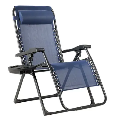 Folding Zero Gravity Chair Lounge Chaise Chair W/ Detachable Headrest