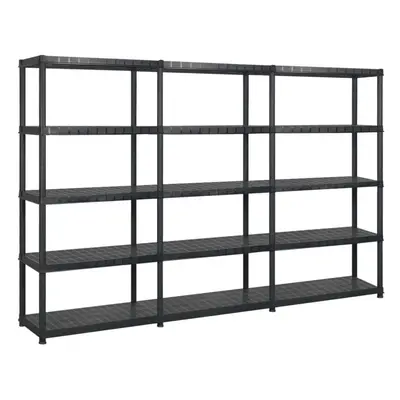 vidaXL Storage Shelf 5-Tier Black Plastic Display Storage Rack Organiser Home