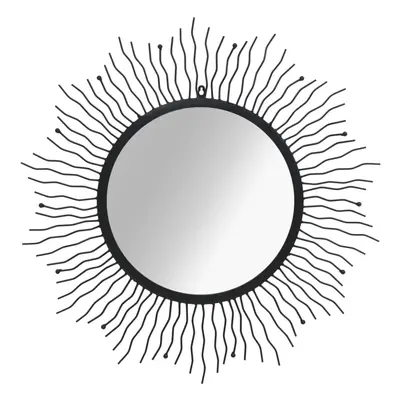 vidaXL Wall Mirror Sunburst 80cm Black Home Bathroom Hanging Make-up Vanity