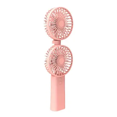 (Pink, mA) Foldable Portable Dual-head Hand-held Fan Third Adjustable Seven Hakaze Mute Wind Fan