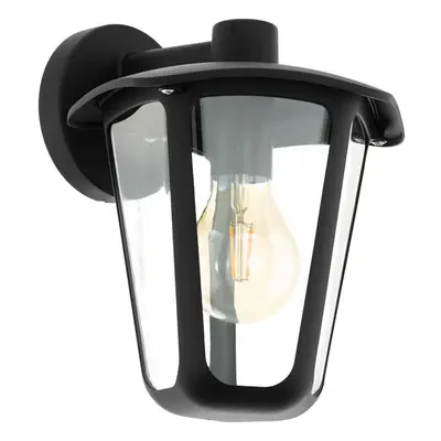 IP44 Outdoor Wall Light Black Glass Lantern 1x 60W E27 Bulb Porch Lamp Down