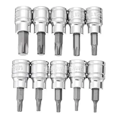 (#2:T10-T55 (10Pcs)) 3/8 Inch Drive Socket 10pcs T10-T55 Torx Socket 9pcs H2-H10 Socket Bit Set