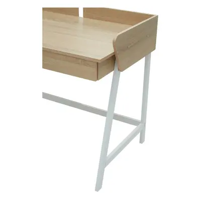 Premier Housewares White Computer Desk With Drawer, Home Office Furniture, Metal & Oak, W x D x 