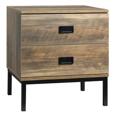 HOMCOM Retro Bedside Table Metal Frame Bedroom Side Table w/ Drawers Coffee