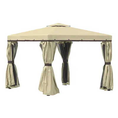 Outsunny x 3(m) Patio Gazebo Garden Shelter w/ Mosquito Netting, Beige