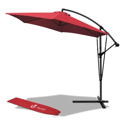 VOUNOT 3m Cantilever Garden Parasol, Banana Patio Umbrella with Crank Handle, Wind Protection St