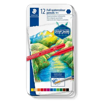 Staedtler Design Journey Full Watercolour 14610G Pencils Metal Box Assorted Colours