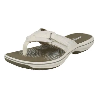 (UK 8, White) Ladies Clarks Toe Post Sandals Brinkley Sea - D Fit