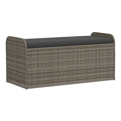 (grey, x x cm) vidaXL Storage Bench with Cushion Outdoor Bench Patio Storage Box Poly Rattan