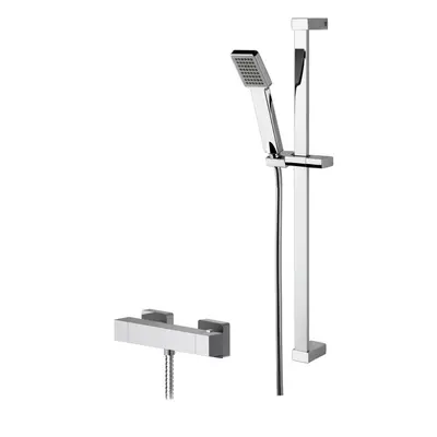 Ripple Square Thermostatic Bar Valve and Rectangular Slide Rail Kit Shower Bundle - Chrome - Bal