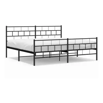 (black, x cm/with headboard & footboard) vidaXL Metal Bed Frame Bedroom Platform Bed Base Bedste