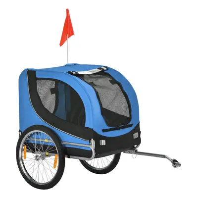 PawHut Dog Bike Trailer Pet Cart Bike Carrier Travel with Hitch Coupler Blue