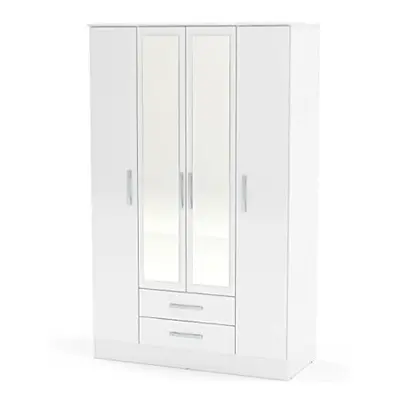 Larz Door Drawer Wardrobe With Mirror-White