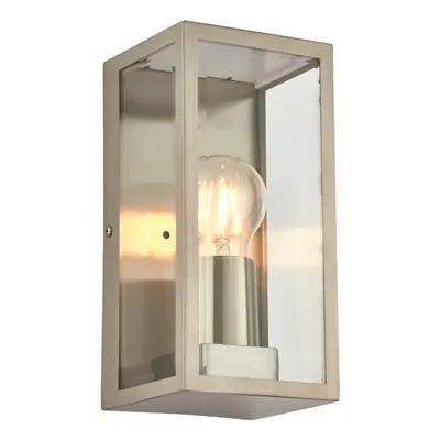 Outdoor Wall Light IP44 Brushed Stainless Steel & Clear Glass 28W E27 GLS