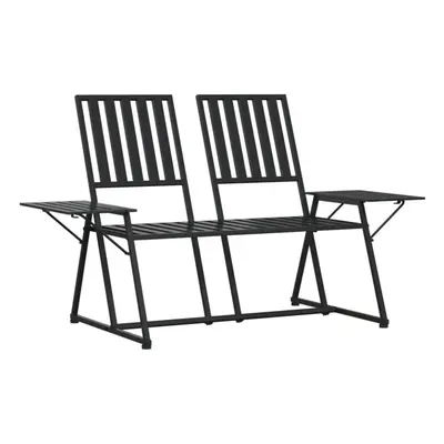 vidaXL 2-Seater Garden Bench cm Black Steel Seating Chair Bench Chair