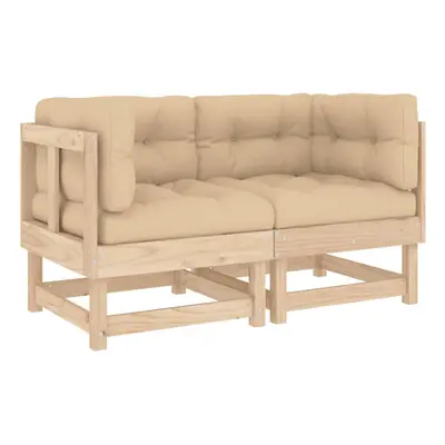 (natural pine, 2x corner) vidaXL Middle Sofas Patio Wooden Sectional Sofa with Cushionss Solid W