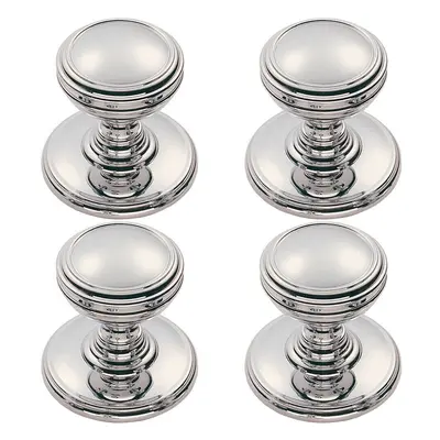 4x Ringed Tiered Cupboard Door Knob 30mm Diameter Polished Chrome Cabinet Handle