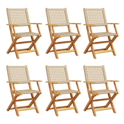 (beige, pcs) vidaXL Garden Chairs Outdoor Dining Chair Solid Wood Acacia and Poly Rattan