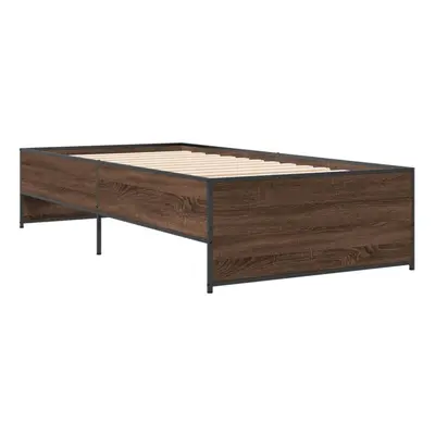 (brown oak, x cm) vidaXL Bed Frame Bed Base Bedstead Black 120x200 cm Engineered Wood and Metal