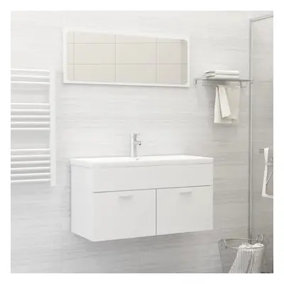 vidaXL Bathroom Furniture Set Piece White Chipboard Bath Laundry Room Rack