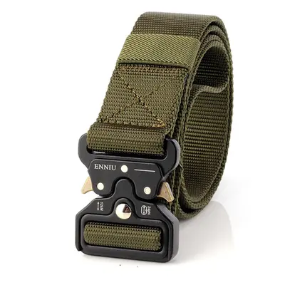 (Green) Survival Military Nylon Belts For Men Tactical Belt Waist Strap Emergency EDC Gadget