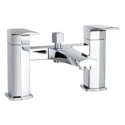 Deck Mount Square Bath Shower Mixer Tap with Kit - Chrome