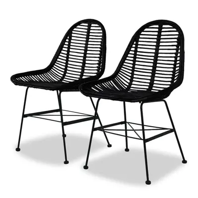 (Black, 2) vidaXL 2/4/6x Dining Chairs Natural Rattan Kitchen Furniture Seat Beige/Black