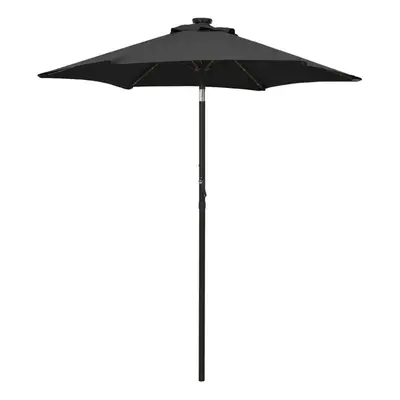 vidaXL Parasol with LED Lights Black 200x211 cm Aluminium Outdoor Umbrella