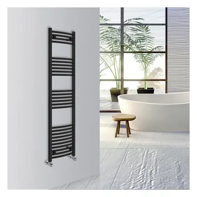 (Black, 1600x400mm) Warmehaus Curved Bathroom Heated Towel Rail Warmer Radiator Central Heating