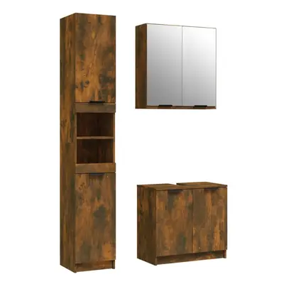 (Smoked oak) vidaXL Bathroom Cabinet Set Piece Engineered Wood Vanity Unit Multi Colours