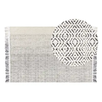 Wool Area Rug x cm White and Grey OMERLI