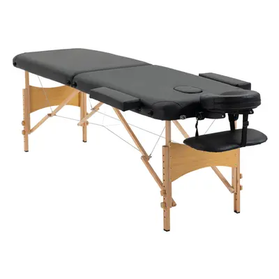 HOMCOM Wooden Folding Spa Beauty Massage Table w/ Sections, Carry Bag, Black