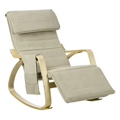 HOMCOM Rocking Chair Recliner Armchair with Adjustable Footrest, Khaki