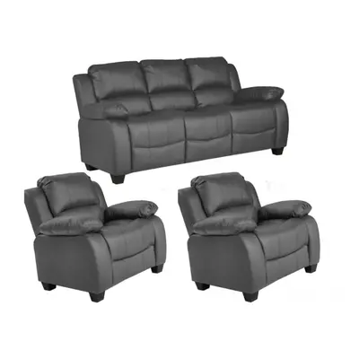 Valerie Grey Leather 3+1+1 Seater Sofa Set