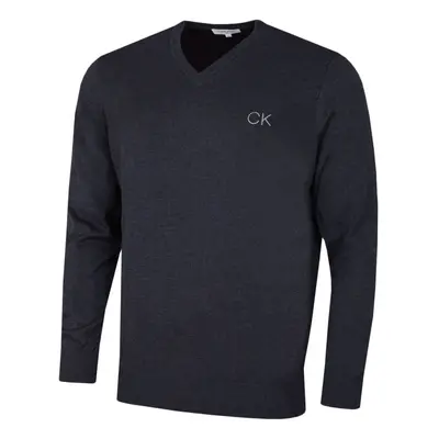 (XL, Denim Marl) Calvin Klein Golf Mens V-Neck Tour Durable Comfort Sweater