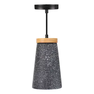 (Black) Modern Wall Lamp Concrete Pendant Light Timber Top 1.5M Cable Ceiling Lamp Drop Light