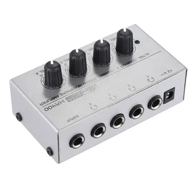 (Sliver, US) Ultra-compact Channels Mini Audio Stereo Headphone Amplifier with Power Adapter